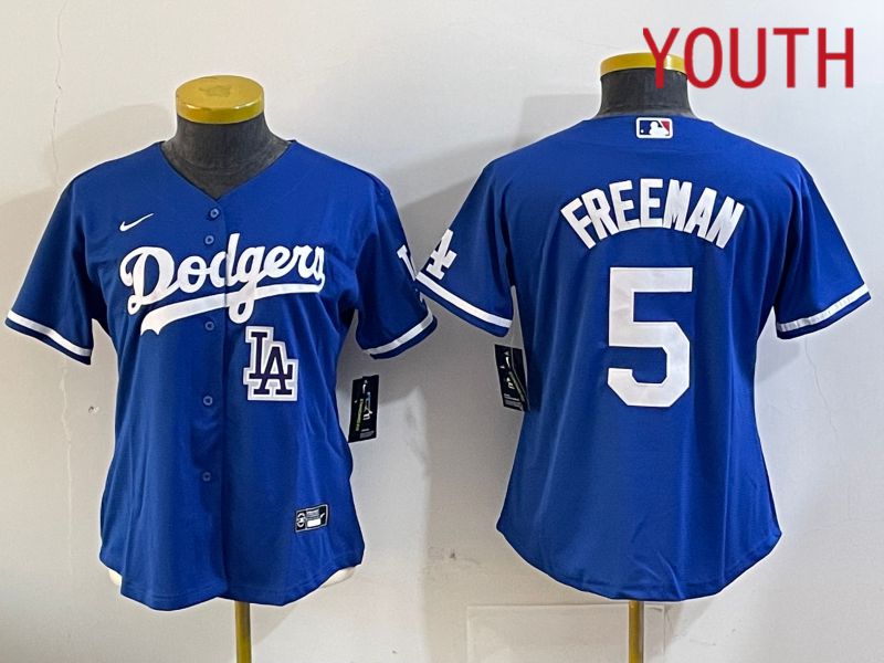 Youth Los Angeles Dodgers #5 Freeman Blue Game 2024 Nike MLB Jersey style 11202->youth mlb jersey->Youth Jersey